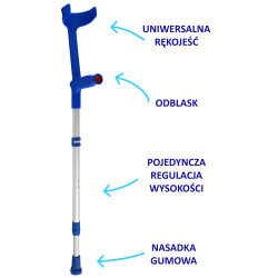 Kula łokciowa 04/MR z pojedynczą regulacją wysokości i stałą podpórką Mikirad