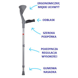 Kula łokciowa 04/MR.E z pojedynczą regulacją wysokości i stałą podpórką Mikirad