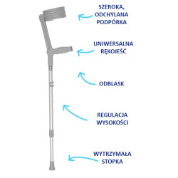 Kula łokciowa 08/MR Mikirad z szeroką odchylaną obejmą i regulacją wysokości