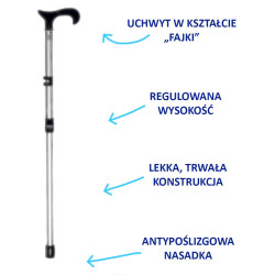 Laska do chodzenia "fajka" 12/MR.F  Mikirad