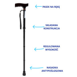 Laska inwalidzka aluminiowa, składana model JMC-C 2052 Timago