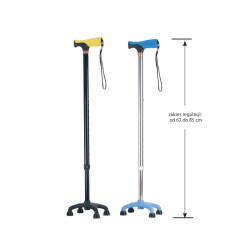 Laska inwalidzka aluminiowa AR-017 Armedical – czwórnóg niski z miękkim uchwytem