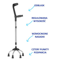 Czwórnóg z uchwytem kuli ortopedycznej 16/MR.KŁ.04 Mikirad