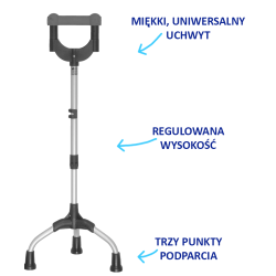 Trójnóg rehabilitacyjny do chodzenia z miękkim zamkniętym uchwytem 15/MR.L"M" Mikirad