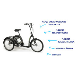 Rower rehabilitacyjny trójkołowy FREEDOM dla młodzieży i dorosłych 14+ – idealny do rehabilitacji i aktywności fizycznej