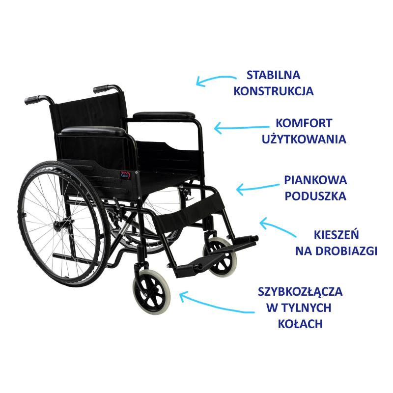 Składany wózek inwalidzki stalowy Cruiser 1 Reha Fund