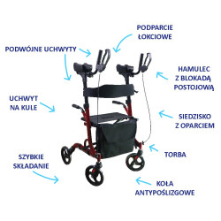 Podpórka rehabilitacyjna 4-kołowa, balkonik  z podparciem łokci SUPPORT AR-028 Armedical