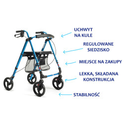 Komfortowy balkonik Eco-Plus Vermeiren z regulowanym siedziskiem
