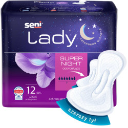 Seni Lady Super Night Wkładki Urologiczne dla Kobiet na Noc 7/7 Ochrona w Pozycji Leżącej, Komfort i Suchość przez Całą Noc