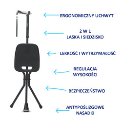 Laska Inwalidzka Regulowana z Siedziskiem SeatTim  Timago– Mobilność i Wygoda Odpoczynku