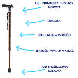 Regulowana laska inwalidzka aluminiowa– ELEGANT Timago