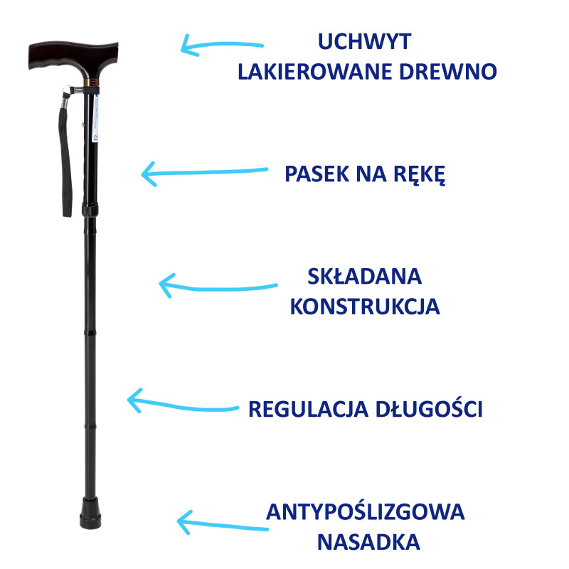 Laska inwalidzka aluminiowa, składana JMC-C 2052 Timago