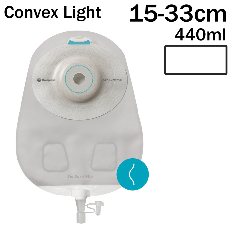 168360 Worek Urostomijny Jednoczęściowy SenSura Mio Convex Light Maxi 15-33 mm Przeźroczysty