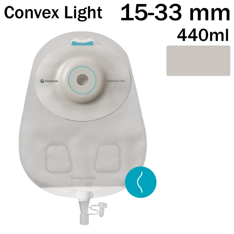 168260 Worek Urostomijny Jednoczęściowy SenSura Mio Convex Light Maxi 15-33 mm Neutralny Szary