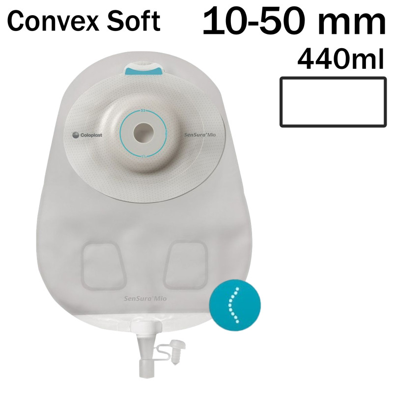 168100 Worek Urostomijny jednoczęściowy SenSura Mio Convex Soft Maxi 10-50 mm Przeźroczysty