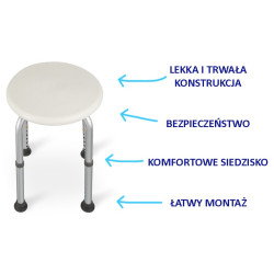 Taboret prysznicowy okrągły TGR-R KP-O 3432 Timago – Komfort i bezpieczeństwo w codziennej higienie