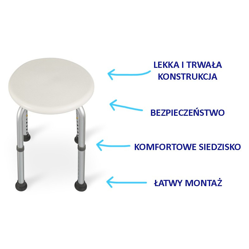 Taboret prysznicowy okrągły TGR-R KP-O 3432 Timago – Komfort i bezpieczeństwo w codziennej higienie