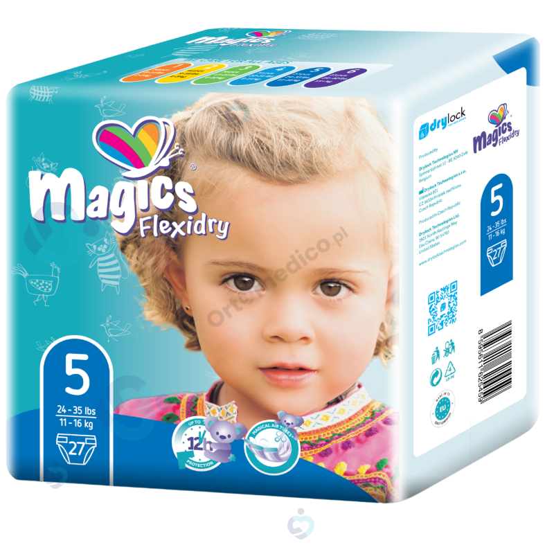 Pieluchomajtki Magics Flexidry Junior 11–16 kg – ochrona na dzień i noc, idealne dla ruchliwych dziec