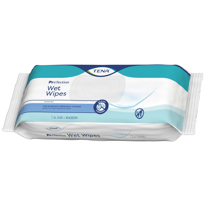 TENA Wet Wipes ProTection chusteczki nawilżane zapachowe XL 30x20 cm, 48 sztuk – do higieny dorosłych i skóry wrażliwej