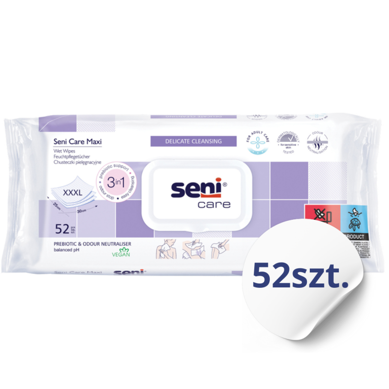 Seni Care chusteczki nawilżane dla dorosłych Maxi 3w1 52 szt.