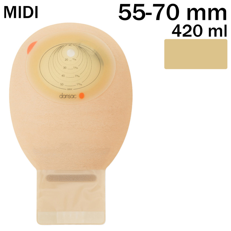 9232-10 Worek Stomijny NovaLife1 Midi 10-55/70 mm 420 ml Otwarty Beż Dansac