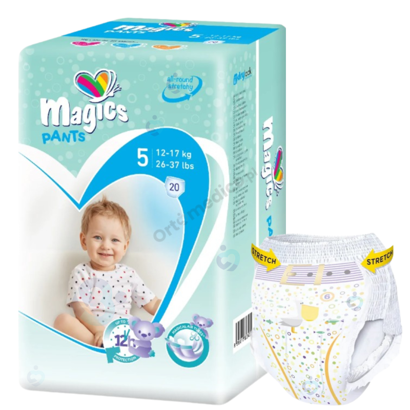 Magics Pants 5 (12–17 kg) – majtki chłonne dla dzieci, idealne na noc i dzień, do nauki nocnika