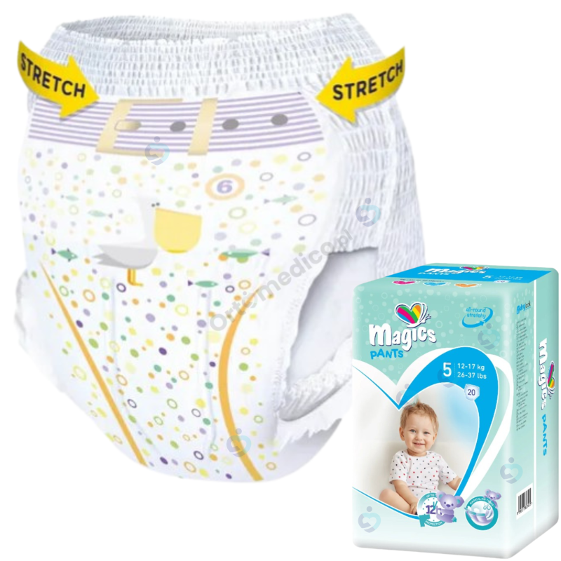 Magics Pants 5 (12–17 kg) – majtki chłonne dla dzieci, idealne na noc i dzień, do nauki nocnika Magics Pants 5 (12–17 kg) – majtki chłonne dla dzieci, idealne na noc i dzień, do nauki nocnika