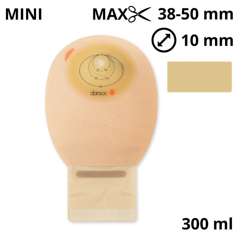 9252-10 Worek Stomijny NovaLife1 Mini 10-38/50 mm 300 ml Otwarty Beż Dansac