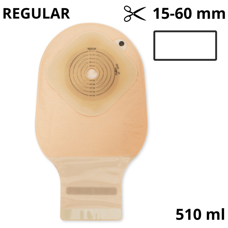 824-15 Worek Stomijny Nova1 FoldUp 15-60 mm 510 ml REGULAR Otwarty Przezroczysty Dansac