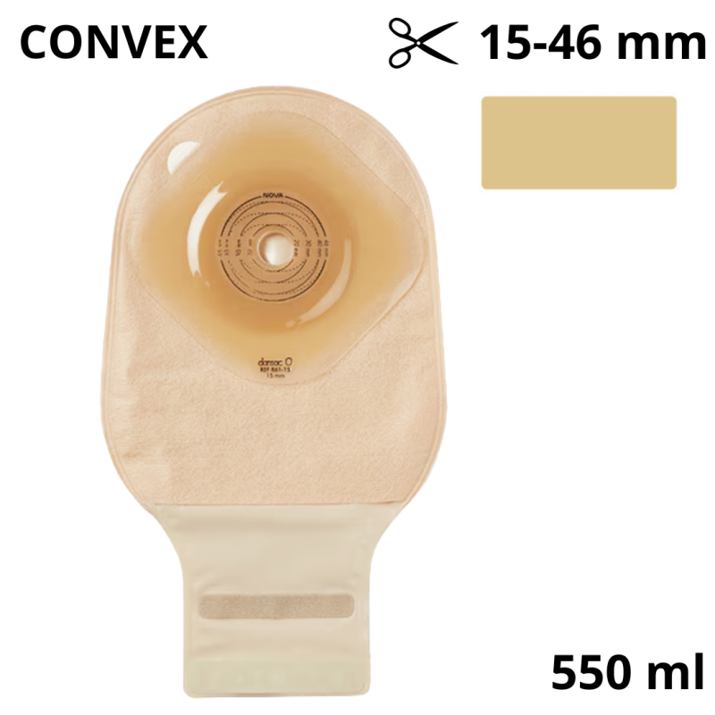 841-46 Worek Stomijny Nova1 FoldUp 15-46 mm 550 ml Convex 6 mm Otwarty Beż Dansac