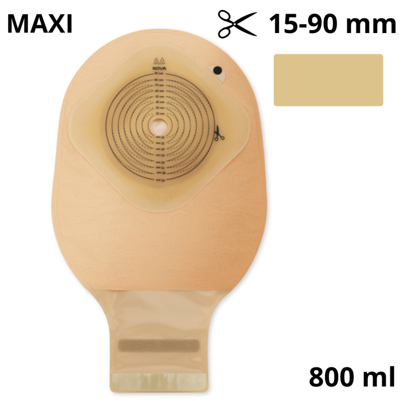 815-15 Worek Stomijny Nova1 FoldUp 15-90 mm 800 ml Otwarty Beż Dansac