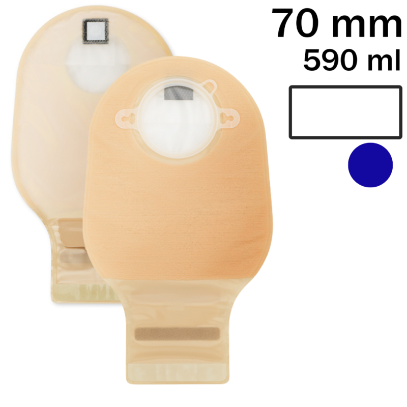 1216-70 Worek stomijny Dansac Nova 2 FoldUp – otwarty, przeźroczysty, z filtrem, do systemu dwuczęściowego