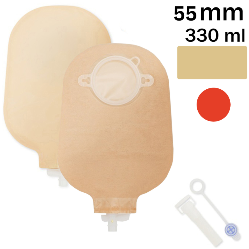 1217-55 Worek urostomijny Dansac Nova 2 Uro, 330 ml, 55 mm, dwuczęściowy, beżowy