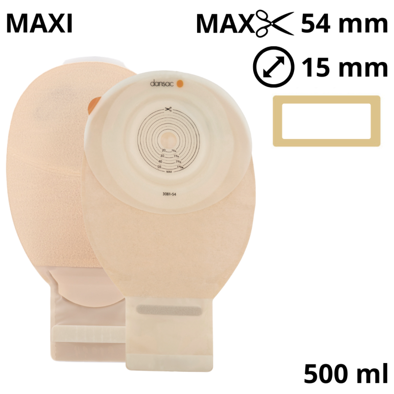 3081-54 Worek stomijny Dansac NovaLife TRE Convex Soft – otwarty 15–54 mm z okienkiem i filtrem