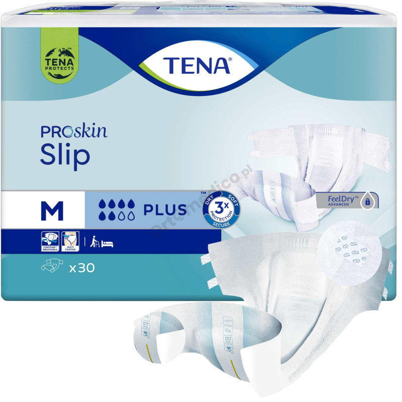 TENA Slip Plus ProSkin Pieluchomajtki Na Rzep Dla Dorosłych na Średnie Nietrzymanie Moczu 6/8 kropli