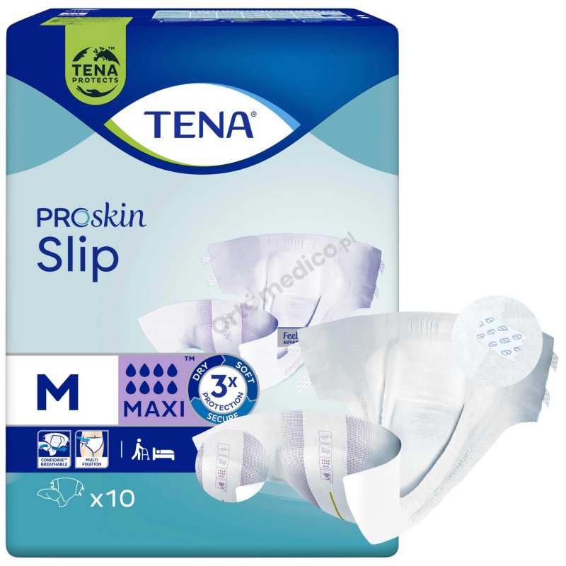 TENA Slip ProSkin Maxi Pieluchomajtki Dla Leżących O Maksymalnej Chłonności 8/8 Kropli Oddychające, Na Dzień i Noc