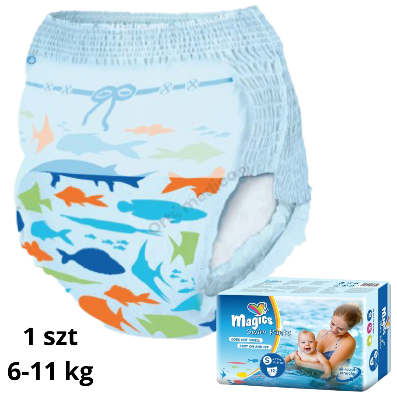 Pieluchy kąpielowe dla niemowląt do pływania 6–11 kg MAGICS Swimpants S