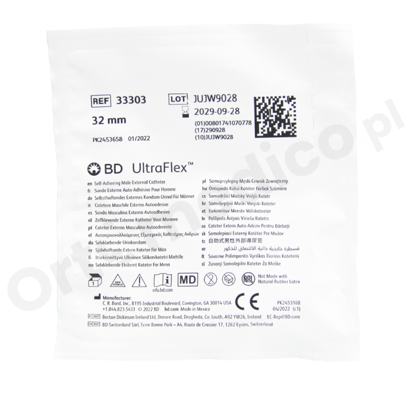 Cewnik zewnętrzny silikonowy Ultraflex dla mężczyzn z nietrzymaniem moczu, 9,5 cm