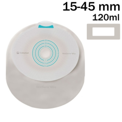 108700 Worek 1-cz Sensura Mio Mini 120 ml, 15-45mm  Zamknięty Naturalny Szary z Okienkiem Coloplast