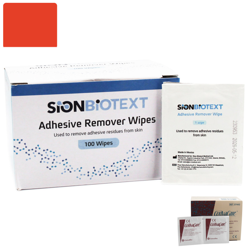 423782 Gaziki Chusteczki Do Zmywania Kleju Ściąganie Sprzętu Adhesive Remover Wipe Sion Biotext ConvaTec
