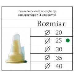 052000 Coloplast Cewnik Zewnętrzny Samoprzylepny 1-częściowy Conveen Lateksowy 25mm
