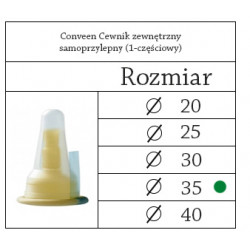 052100 Coloplast Cewnik Zewnętrzny Samoprzylepny 1-częściowy Conveen Lateksowy 35 mm