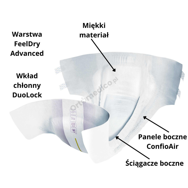 TENA Slip ProSkin Maxi Pieluchomajtki Dla Leżących O Maksymalnej Chłonności 8/8 Kropli Oddychające, Na Dzień i Noc