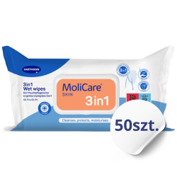 MoliCare Skin Chusteczki Nawilżane 3w1 50 szt. Do Pielęgnacji Skóry Osób Leżących i Nietrzymających Moczu